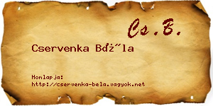 Cservenka Béla névjegykártya