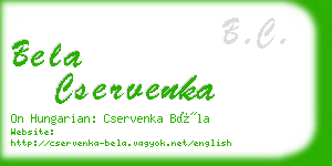 bela cservenka business card